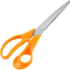 8" Original Orange Handle Stainless Steel Scissors, Ergonomic, Keeps Material Flat, Sharp Multi-Purpose Paper and Fabric Scissors for Office, Crafts and Arts