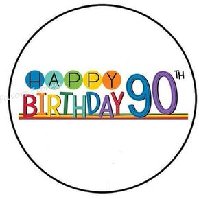 1.5" Inch Happy 90th Birthday Stickers - 90th Birthday Stickers - Birthday Stickers for Adults Envelope Seals Labels - D #AA61RK (30 Pcs)