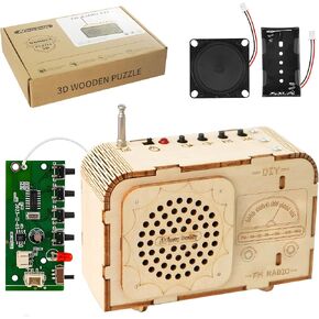 DIY FM Radio Kit for Kids Year 8-12 ، قم ببناء راديو FM الخشبي الخاص بك-مجموعة علوم STEM مع مجموعة 88-108 ميجا هرتز ، الألغاز ثلاثية الأبعاد التعليمية للبنين والبنات ، هدايا أعياد الميلاد للمراهقين (لا لحام)