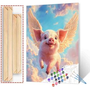 Paint by Numbers Kits for Adult DIY Reflection of Animals in Water Acrylic Pigment King of The Prairie Lion Canvas Oil Painting for Beginner Kids Home Wall Art Decor Gift 16''W x 20''H（Frameless）
