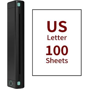 Phomemo Portable Printer Wireless for Travel, [New] M08F-Letter Bluetooth Mobile Support 8.5" X 11" US Letter, No-Ink Thermal Compact Printer, with 1 Box of 100 Original Letter Thermal Papers