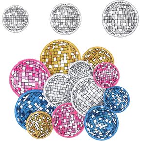 12 Pcs Disco Ball Iron on Patches for Hats,Western Patches Iron on Embroidered Applique for DIY Clothing Cute Hat Patch Party Patch for Bags,Hats,Jackets,Jeans,Vests Craft Decor