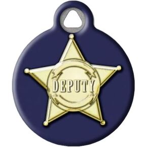 Dog Tag Art Deputy Badge Personalized Pet ID Tag for Dogs and Cats, Silent Polymer Coated Stainless Steel Nametag with Customized Identification Information - Large 1.25" Diameter