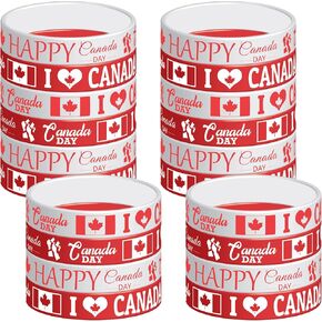 24 Pieces Happy Canada Day Party Rubber Wristbands - Canada Birthday Party Favors Supplies Decorations Goodie Bag Favor Stuffer Canadian Silicone Wristband