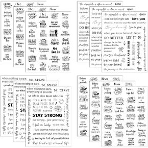 Heclia300Pcs Motivational Stickers, Black Transparent Inspirational Quotes Sticker, Waterproof Vinyl Motivational Words Stickers for Water Bottle, Computers, Vision Board, Scrapbook, Journal