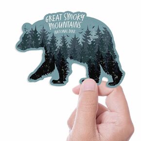 Great Smoky Mountains Tennessee Black Bear Sticker, TN Wildlife Souvenir, Eastern Tennessee Bumper Sticker for Car, Appalachian Smokies Decal for Hydroflask & Laptop