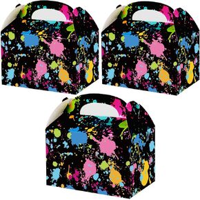 chiazllta Glow Party Gift Treat Boxes, 12 Pieces Neon Paper Boxes for Birthday Party Decoration Supplies Kraft Paper, Wide Applications