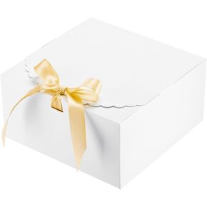 UnicoPak 6 Pack 8x8x4 White Gift Boxes with Lids for Presents White Gift Box Bulk for Gifts Birthday Wedding Party Bridesmaid Proposal Box Christmas