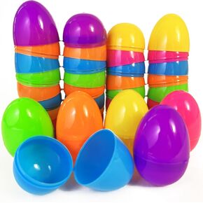 UOUYOO Empty Easter Eggs 2.3" Colorful Bright Plastic Easter Eggs for Easter Egg Hunt, Suprise Egg, Easter Hunt 24Pcs
