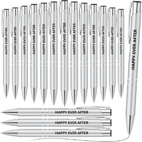 TaoBary 24 Pcs Wedding Pens Bridal Party Black Ink Ballpoint Retractable Bridal Shower Pens for Wedding Favors Proposal Bachelor Slumber Party Supplies (White)