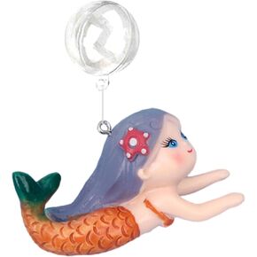 Floating Mermaid Aquarium Decorations, Floating Fish Tank Decoration - Colourful Tail with Lines and Balls, Adjustable Small Aquarium Decor for Home, Working Place, Landscape Ornaments