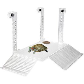 AnRui Turtle Hanging Basking Platform Acrylic Turtle Tank Accessories Terrace Aquatic Reptile Ramp Dock, Tortoise Climbing Ladder for Aquarium