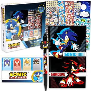 Sonic The Hedgehog Sonic and Shadow Stationery Journal Set - Bundle with Notebook Pen, Sticky Note Tabs, Stickers, More for Kids and Shadow Journal Notebook Stationery Set