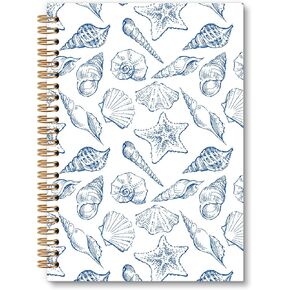 Blue Beach Seashell Notebook Journal, Coquette Blue Spiral Notebook, SummerBeach Aesthetic Notebooks Gifts for Girls Women, Beach Notebooks, Coastal Preppy School Office Supplies, 6x8.2In