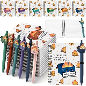 60 Pcs Inspriational Dumpster Fire A6 Journals Bulk Funny Pen with Saying Dumpster Fire Ballpoint Pen Notebook Employee Appreciation Gift (Colorful)