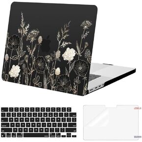 MOSISO Compatible with MacBook Pro 16 inch Case 2025 2024 2023 2022 2021 M4 M3 M2 M1 A3403 A3186 A2991 A2780 A2485 Pro Max Chip, Plastic Hard Shell&Keyboard Cover&Screen Protector, Retro Flower