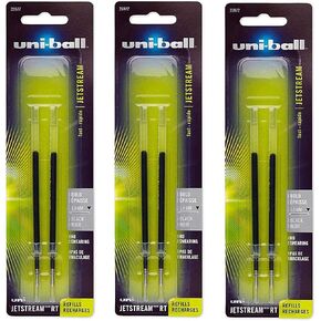 uni-ball Jetstream RT Ballpoint Pen Refills, Bold Point (1.0mm), Black, 6 Count
