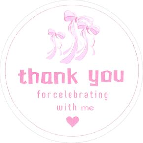 120pcs Pink Bow Thank You Stickers, 2 Inch Self-Adhesive Cute Small Business Thank You Stickers Party Party Decor Supplies for Coming Packaging Baby Shower & Birthday