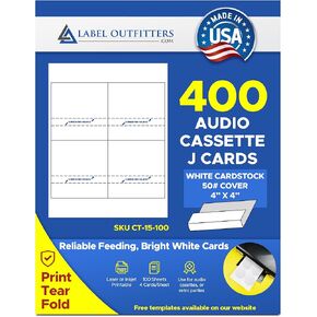 400 Label Outfitters® Audio Cassette J-Cards for Insertion in Cassette Tape Cases