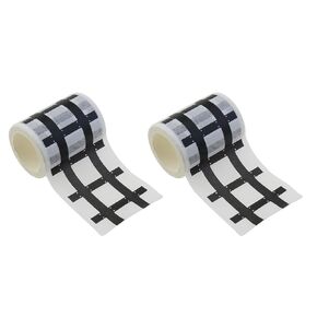 MEETOOT 33 Feet, Adhesive Tape Car Track Tape Traffic and Washi Tape Highway Train for DIY Craft Art Diary Scrapbooking Planner Style 4, Black