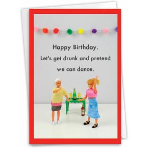 NobleWorks - 1 Funny Happy Birthday Notecard - Women's Humor Greeting Card with Envelope - Classy Chick C7230BDG