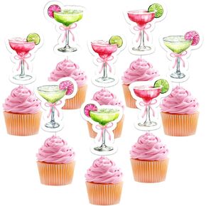 36Pcs Margarita Birthday Cupcake Toppers Green Cocktail Margarita Bridal Shower Decorations Margaritas and Matrimony Bridal Shower Cake Decor for Girl Mexican Fiesta Wedding Party Supplies