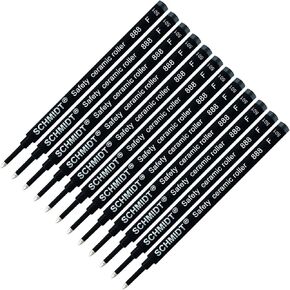 Schmidt 888 Safety Ceramic Rollerball Refill - Black Ink (Fine Tip 0.6mm) - Pack of 12