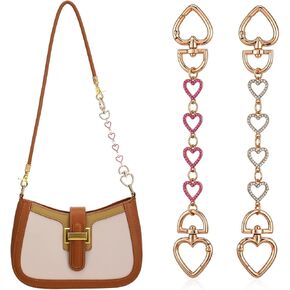 KFHENSOMR Purse Chain Extender 2 Pcs Bags Extender Chains Purse Strap Extenders for Handbag Bag Chain Strap Replacement Extension Heart Shape Purses Straps Bag Extenders Chains