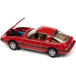 1982 Mazda RX-7 Sunrise Red w/Black Stripes Classic Gold Collection Ltd Ed to 12480 pcs 1/64 Diecast Model Car by Johnny Lightning JLCG029-JLSP244 B