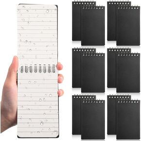 Geyoga 12 Pack Waterproof Small Notebooks 3 x 5 Top Spiral Notepads 100 Pages Mini Journals Pocket Notebooks Hardcover Memo Pads for Outdoor Work School