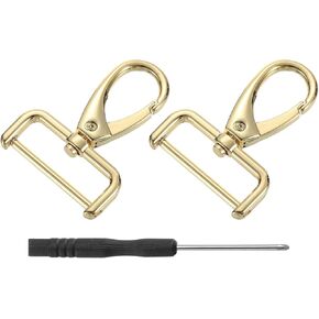 uxcell 2Pcs Swivel Clasps Hook, 38mm(1-1/2 Inch) D Ring Detachable Snap Hook Metal Lobster Claw Clasp Hook with Screwdriver for Purse Keychain DIY Craft, Black