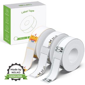 NELKO Genuine P21 Label Maker Tape, Adapted Label Print Paper, 14x40mm (0.55inx1.57in), Standard Laminated Labeling Replacement, Multipurpose of P21, 180 Tapes/Roll, 3-Roll, Cute Theme