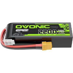 OVONIC 11.1V 70C 2200mAh 3S Lipo Battery with XT60 Plug for RC Car Boat Truck Helicopter Airplane Racing Models