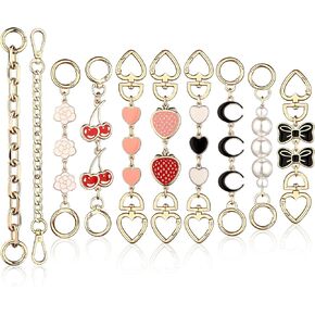 HCEWSBFD 10Pcs Purse Extender Chain Metal Bag Extension Strap Exquisite Purse Replacement Chain with Stylish Charms Lady Bag Making Supplies Golden Purse Accessories for Tote Shoulder Handle Bag