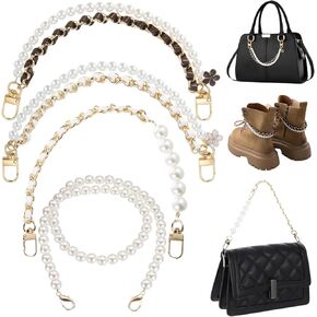 Atarvana 4pcs Bag Charm Chains for Purse Handbag, Pearl Charm Extender Strap with Clasps, 2 Sizes 10.6" & 13.7"