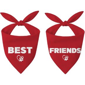2 Pieces Best Friends Dog Bandanas, Friendship Gift, Funny Cute Dog Bandanas, Medium Adjustable Pet Scarf for Cats Dogs Birthday Costume Accessories