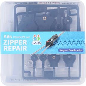 GODO Plastic Zipper Slider Repair Replacement Kits - ZipperSize 5 8 10 Single or Double Sided Slider Available