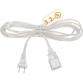 1 Pack Clear Extension Cord, 10 Feet Male to Female Extension Cords, Clear Extension Cord Indoor Thin with UL-Certified, 2 Prong Indoor Cord Extension, 2 x 18AWG 10A/250V Thin Extension Cord