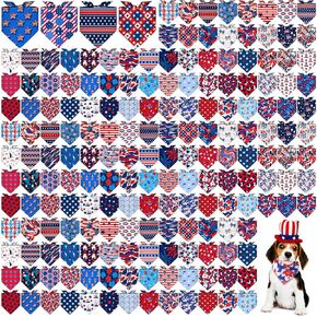 180 Pcs 4th of July Dog Bandanas Bulk Patriotic Bandanas for Dogs Adjustable Washable Pet Triangle Scarf Cute Flag Kerchief Bibs for Independence Day Pet Costume Accessories Decorations