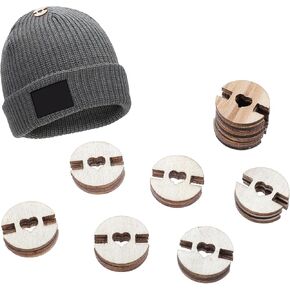50PCS Pom Poms Buttons for Hats, 20mm/0.79inch Handmade Wooden Buttons for Sewing, Removable Love Button for Knitting Beanies Caps DIY Craft Decoration