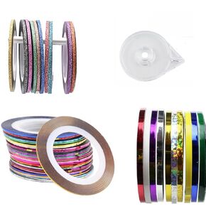 51 Rolls Line Striping Tape for Tumblers with 1Pcs Dispenser Case, Nail Striping Tapes for Nail Art Decor, Vinyl Pinstripe Washi Tape Self Adhesive for Epoxy Holographic DIY Nail, 1 mm & 2mm & 3 mm