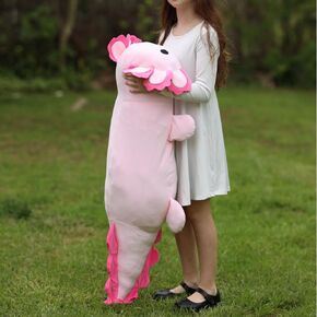 MaoGoLan 47" Giant Axolotl Stuffed Animal,Ultra Soft Salamander Kids Body Pillow Plush,4 Feet Jumbo Throw Pillow Plushie for Axolotl Lover,Home Decor,Gifts