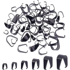 PH PandaHall 72pcs 6 Sizes Stainless Steel Pendant Bail Pinch Bails Snap on Bails Necklace Bails Pendant Clasps Clip Links Connector Charm Clasps for Jewelley Making DIY Crafts 6~13.5mm, Rose Gold