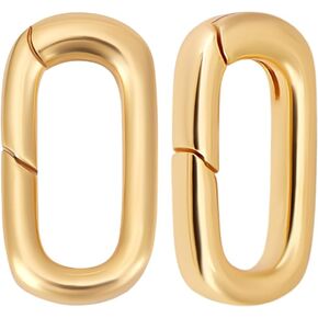 Beebeecraft 1 Box 10Pcs Small Gold Carabiner Clasp Real 18K Gold Plated Brass Closures Spring Oval Ring Enhancer Connector Lock Clip Pendant Clasps for Jewelry Making Necklace Bracelet DIY Findings