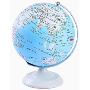 World Globe, Globes with Country Names and Locations, Blue, Pink, Black, White (White)