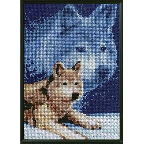Janlynn Forever Wild Wolf Mini Counted Cross Stitch Kit-5"X7" 14 Count