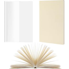 A5 Notebook with 8. 3 x 5. 8 Inches Clear Plastic Cover, Beige Hardcover and Lined Pages with 200 Pages, Transparent Waterproof PVC Notebook Strong Plastic Protective Cover for Books
