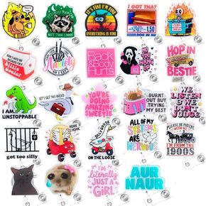 Funny Badge Reels 25PC – Retractable Badge Holders, Nurse Badge Reel, Cute & Fun ID Card Holder for Work, Perfect Teacher Gift, Durable Work Badge Holder for Nurses, Teachers & Professionals!