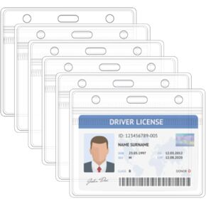 DAZLUTE 6 Pack Horizontal ID Badge Holder - Name Tag Holder - Clear Plastic Badge Holders for Work - Waterproof Resealable Zip Card Sleeves for Office, School, Events, 3.82x3.15 Inches