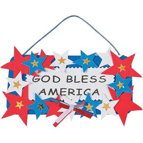 Fun Express God Bless America Sign Craft Kit, Makes 12 Foam Signs - 4th of July Crafts for Kids